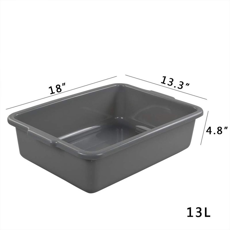 Eagrye 4-Pack Bus Tubs, Commercial Tote Box, Plastic Bus Box (13 L Capacity), Grey - Image 2